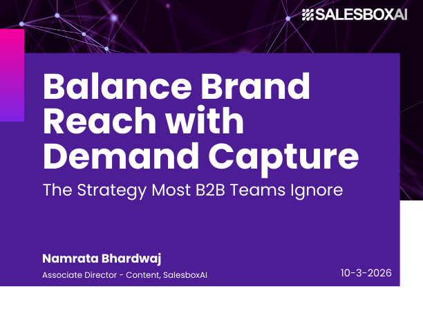 Brand to Demand Shfit - Building Pipeline before Buyers are Ready